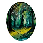 Trees Forest Mystical Forest Nature Junk Journal Landscape Nature Oval Glass Fridge Magnet (4 pack)