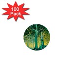 Trees Forest Mystical Forest Nature Junk Journal Scrapbooking Background Landscape 1  Mini Buttons (100 pack) 