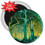 Trees Forest Mystical Forest Nature Junk Journal Scrapbooking Background Landscape 3  Magnets (100 pack)