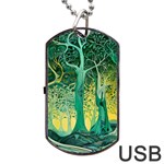 Trees Forest Mystical Forest Nature Junk Journal Scrapbooking Background Landscape Dog Tag USB Flash (Two Sides)