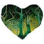 Trees Forest Mystical Forest Nature Junk Journal Scrapbooking Background Landscape Large 19  Premium Heart Shape Cushions
