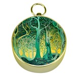 Trees Forest Mystical Forest Nature Junk Journal Scrapbooking Background Landscape Gold Compasses