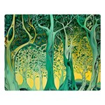 Trees Forest Mystical Forest Nature Junk Journal Scrapbooking Background Landscape Premium Plush Fleece Blanket (Large)