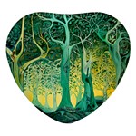 Trees Forest Mystical Forest Nature Junk Journal Scrapbooking Background Landscape Heart Glass Fridge Magnet (4 pack)