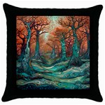 Trees Tree Forest Mystical Forest Nature Junk Journal Scrapbooking Landscape Nature Throw Pillow Case (Black)