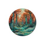 Trees Tree Forest Mystical Forest Nature Junk Journal Scrapbooking Landscape Nature Magnet 3  (Round)