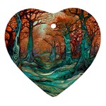 Trees Tree Forest Mystical Forest Nature Junk Journal Scrapbooking Landscape Nature Heart Ornament (Two Sides)