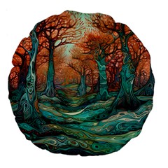 Trees Tree Forest Mystical Forest Nature Junk Journal Scrapbooking Landscape Nature Large 18  Premium Flano Round Cushions from UrbanLoad.com Front