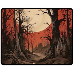 Comic Gothic Macabre Vampire Haunted Red Sky Two Sides Fleece Blanket (Medium) from UrbanLoad.com 58.8 x47.4  Blanket Front
