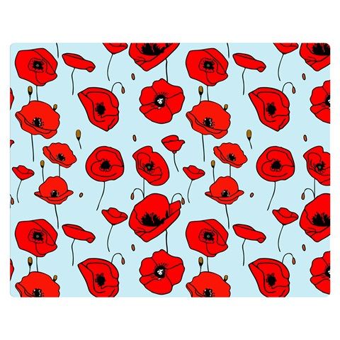 Poppies Flowers Red Seamless Pattern Two Sides Premium Plush Fleece Blanket (Teen Size) from UrbanLoad.com 60 x50  Blanket Front