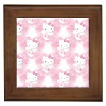 Hello Kitty Pattern, Hello Kitty, Child, White, Cat, Pink, Animal Framed Tile