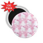 Hello Kitty Pattern, Hello Kitty, Child, White, Cat, Pink, Animal 2.25  Magnets (100 pack) 
