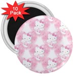 Hello Kitty Pattern, Hello Kitty, Child, White, Cat, Pink, Animal 3  Magnets (10 pack) 