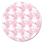 Hello Kitty Pattern, Hello Kitty, Child, White, Cat, Pink, Animal Magnet 5  (Round)