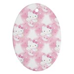 Hello Kitty Pattern, Hello Kitty, Child, White, Cat, Pink, Animal Oval Ornament (Two Sides)
