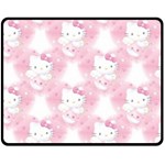 Hello Kitty Pattern, Hello Kitty, Child, White, Cat, Pink, Animal Two Sides Fleece Blanket (Medium)