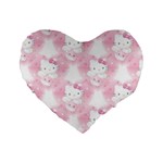 Hello Kitty Pattern, Hello Kitty, Child, White, Cat, Pink, Animal Standard 16  Premium Flano Heart Shape Cushions