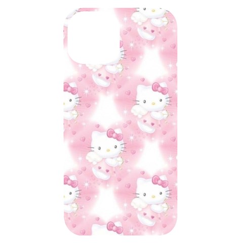 Hello Kitty Pattern, Hello Kitty, Child, White, Cat, Pink, Animal iPhone 14 Black UV Print Case from UrbanLoad.com Front