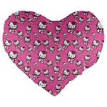 Hello Kitty Pattern, Hello Kitty, Child Large 19  Premium Heart Shape Cushions