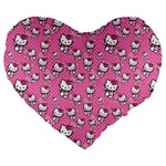 Hello Kitty Pattern, Hello Kitty, Child Large 19  Premium Flano Heart Shape Cushions