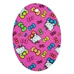 Hello Kitty, Cute, Pattern Oval Ornament (Two Sides)
