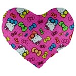 Hello Kitty, Cute, Pattern Large 19  Premium Heart Shape Cushions