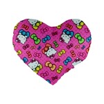 Hello Kitty, Cute, Pattern Standard 16  Premium Flano Heart Shape Cushions
