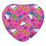 Hello Kitty, Cute, Pattern Heart Glass Fridge Magnet (4 pack)