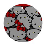 Hello Kitty, Pattern, Red Ornament (Round)