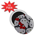 Hello Kitty, Pattern, Red 1.75  Magnets (10 pack) 