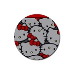 Hello Kitty, Pattern, Red Rubber Coaster (Round)