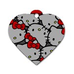 Hello Kitty, Pattern, Red Dog Tag Heart (One Side)