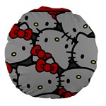 Hello Kitty, Pattern, Red Large 18  Premium Round Cushions