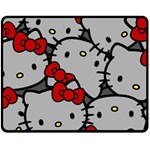 Hello Kitty, Pattern, Red Two Sides Fleece Blanket (Medium)