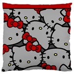 Hello Kitty, Pattern, Red Large Premium Plush Fleece Cushion Case (Two Sides)