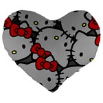 Hello Kitty, Pattern, Red Large 19  Premium Flano Heart Shape Cushions