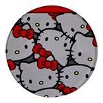 Hello Kitty, Pattern, Red Round Glass Fridge Magnet (4 pack)