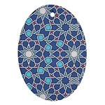 Islamic Ornament Texture, Texture With Stars, Blue Ornament Texture Ornament (Oval)