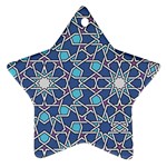 Islamic Ornament Texture, Texture With Stars, Blue Ornament Texture Ornament (Star)