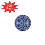 Islamic Ornament Texture, Texture With Stars, Blue Ornament Texture 1  Mini Buttons (100 pack) 