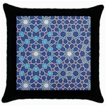 Islamic Ornament Texture, Texture With Stars, Blue Ornament Texture Throw Pillow Case (Black)