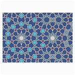 Islamic Ornament Texture, Texture With Stars, Blue Ornament Texture Large Glasses Cloth (2 Sides)