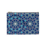 Islamic Ornament Texture, Texture With Stars, Blue Ornament Texture Cosmetic Bag (Medium)