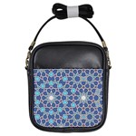 Islamic Ornament Texture, Texture With Stars, Blue Ornament Texture Girls Sling Bag
