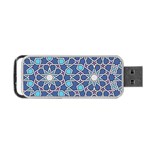 Islamic Ornament Texture, Texture With Stars, Blue Ornament Texture Portable USB Flash (One Side)