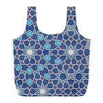 Islamic Ornament Texture, Texture With Stars, Blue Ornament Texture Full Print Recycle Bag (L)