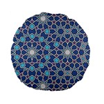 Islamic Ornament Texture, Texture With Stars, Blue Ornament Texture Standard 15  Premium Flano Round Cushions