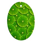 Lime Textures Macro, Tropical Fruits, Citrus Fruits, Green Lemon Texture Ornament (Oval)
