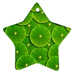 Lime Textures Macro, Tropical Fruits, Citrus Fruits, Green Lemon Texture Ornament (Star)