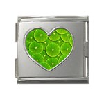 Lime Textures Macro, Tropical Fruits, Citrus Fruits, Green Lemon Texture Mega Link Heart Italian Charm (18mm)